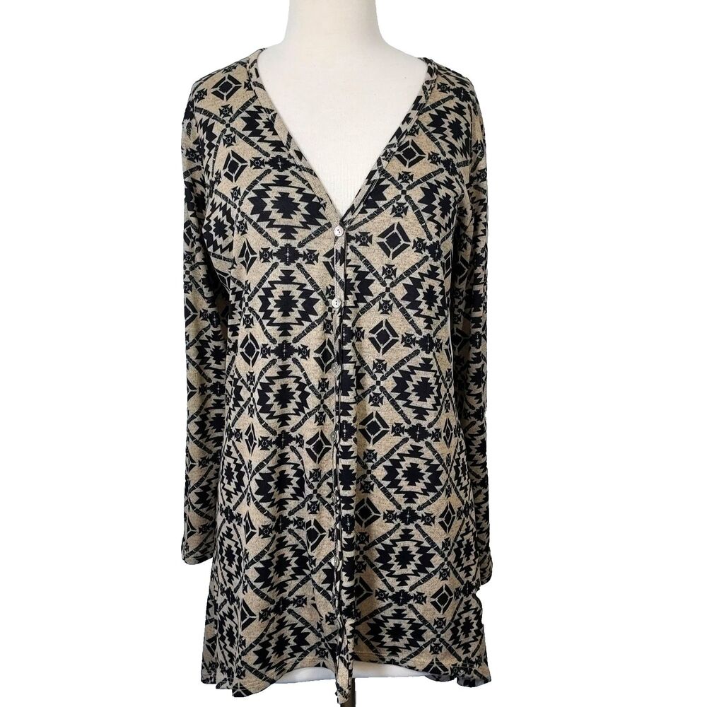 Living Doll Los Angeles Cardigan Hi Lo Stretch Womens Size XL Button Front